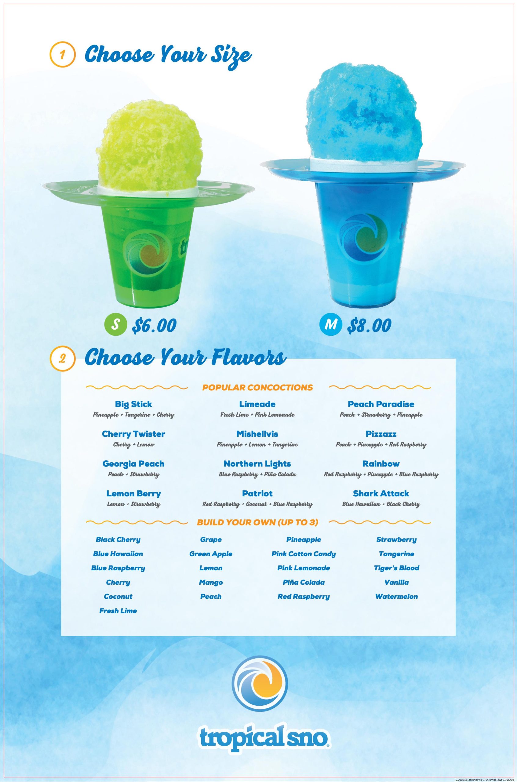 Tropical Sno Charleston Menu